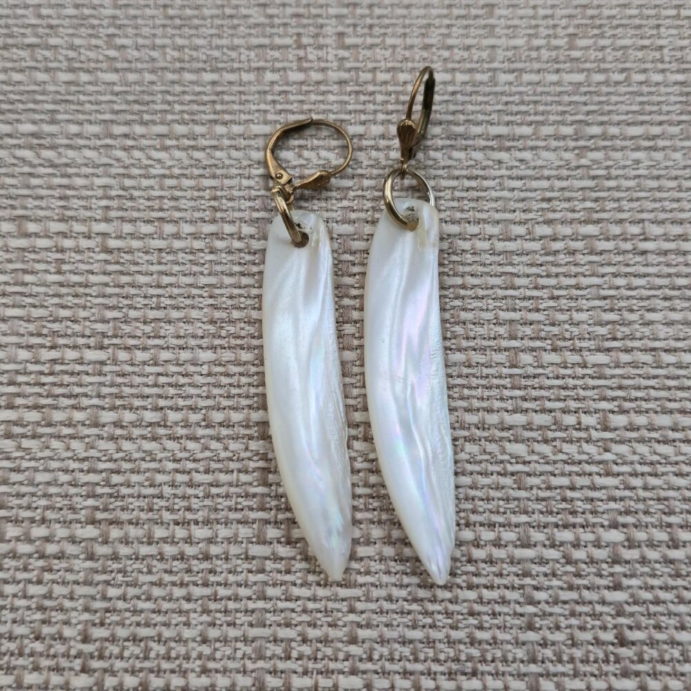 Gold Plated Stick Genuine Pearls Dangle Earrings A7084 - Picture 2 of 5